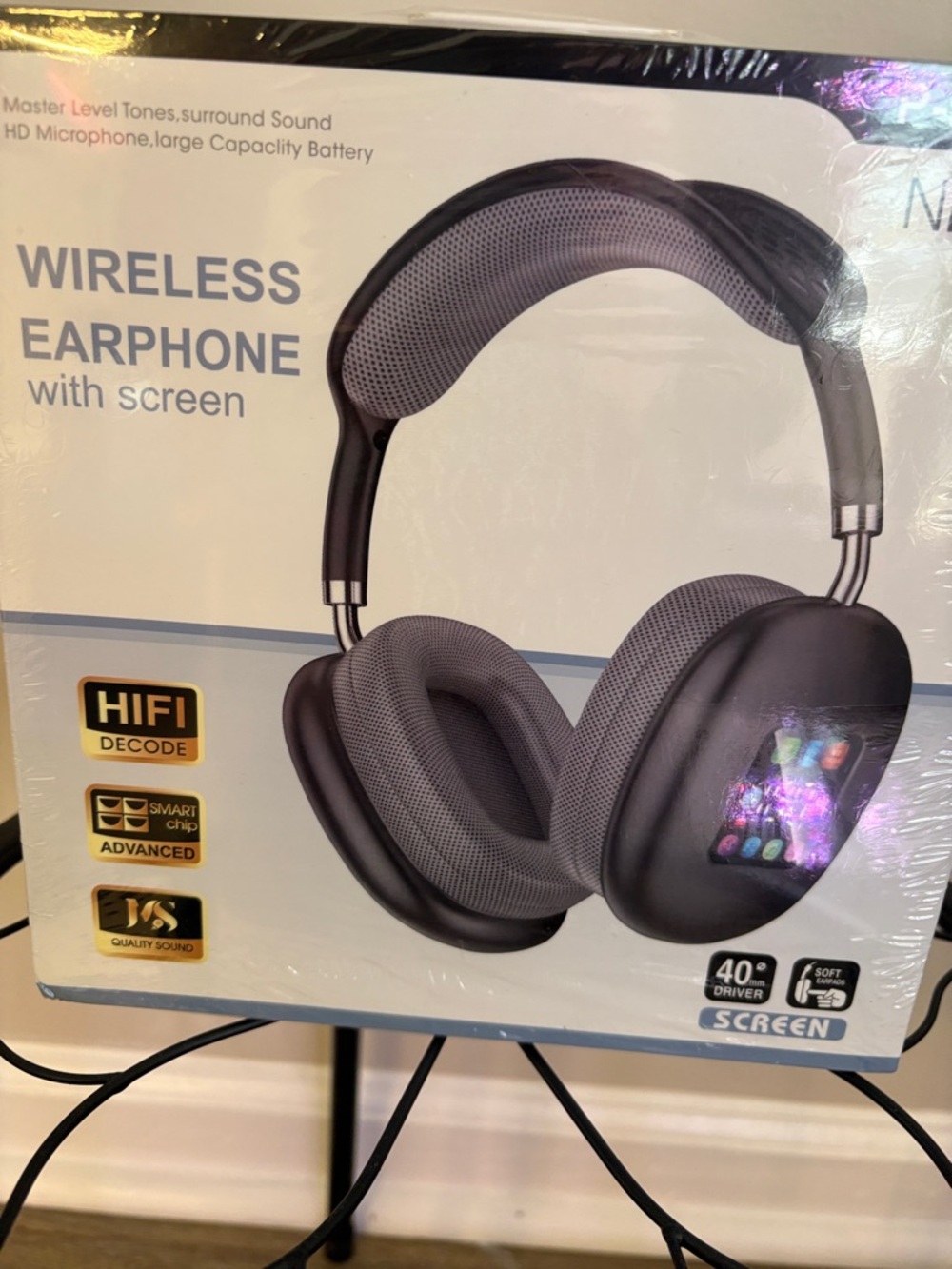 Wireless Over-Ear Headphones with Built-in Screen